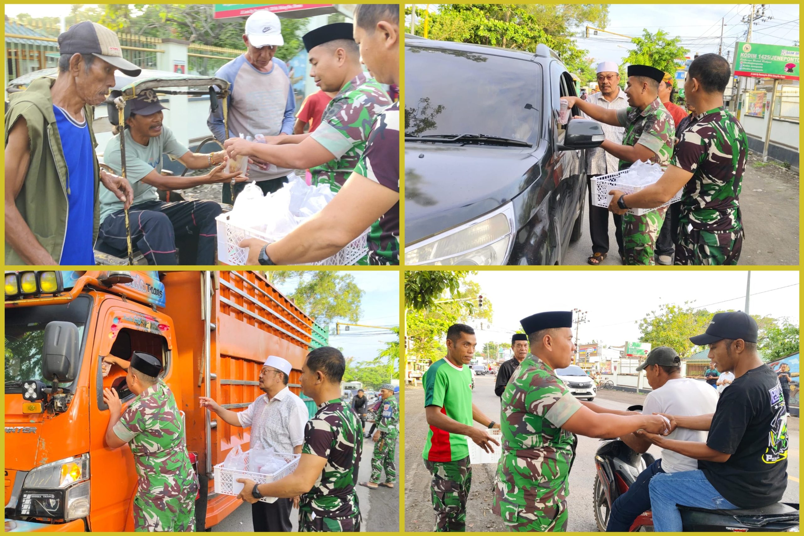 Ramadhan Menggerakkan Kepedulian, Dandim 1425/Jeneponto Pimpin Langsung Aksi Berbagi di Depan Makodim