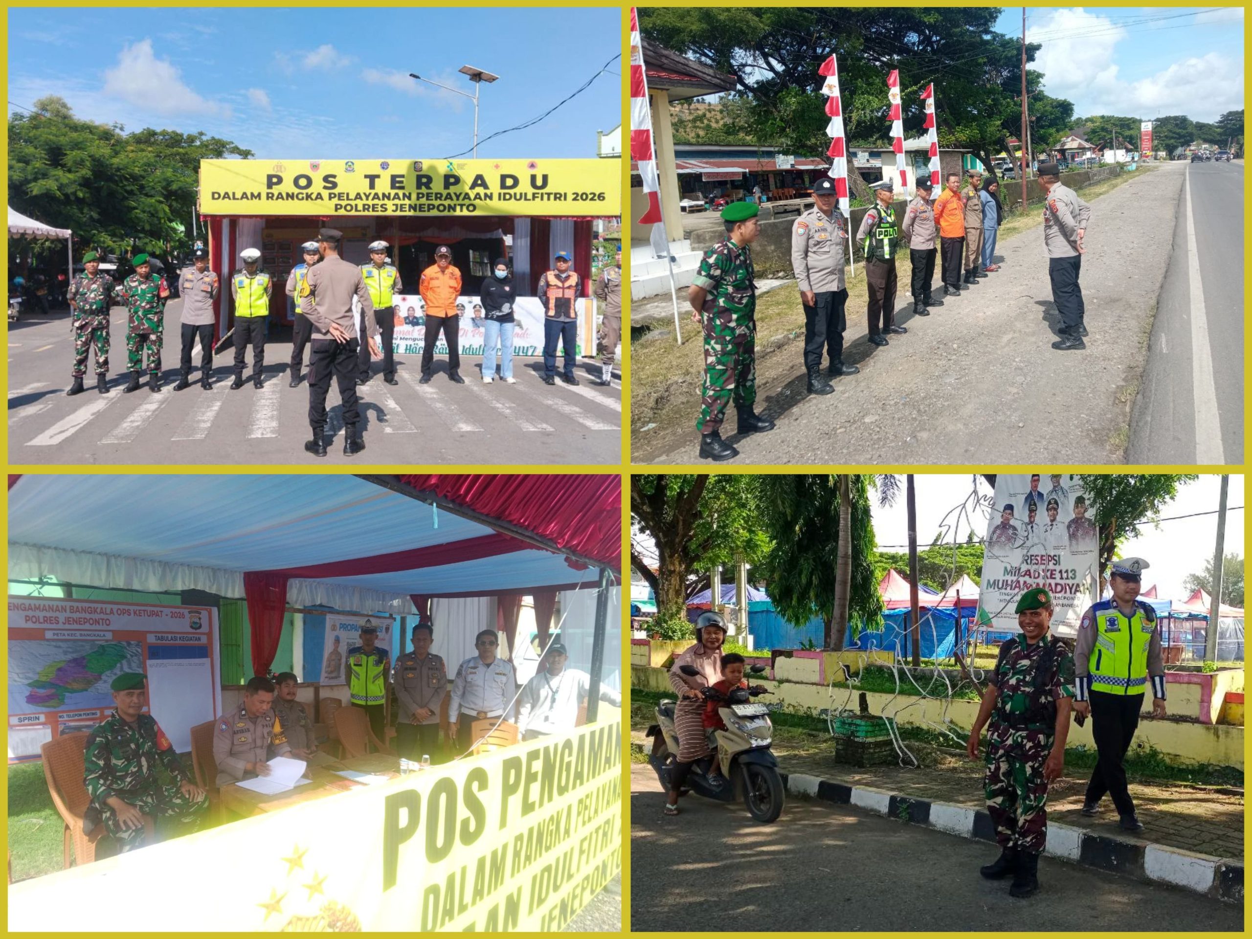 Pengamanan Idul Fitri 1447 H Diperkuat, Personel TNI-Polri dan Instansi Terkait Siaga di Pos Terpadu Jeneponto