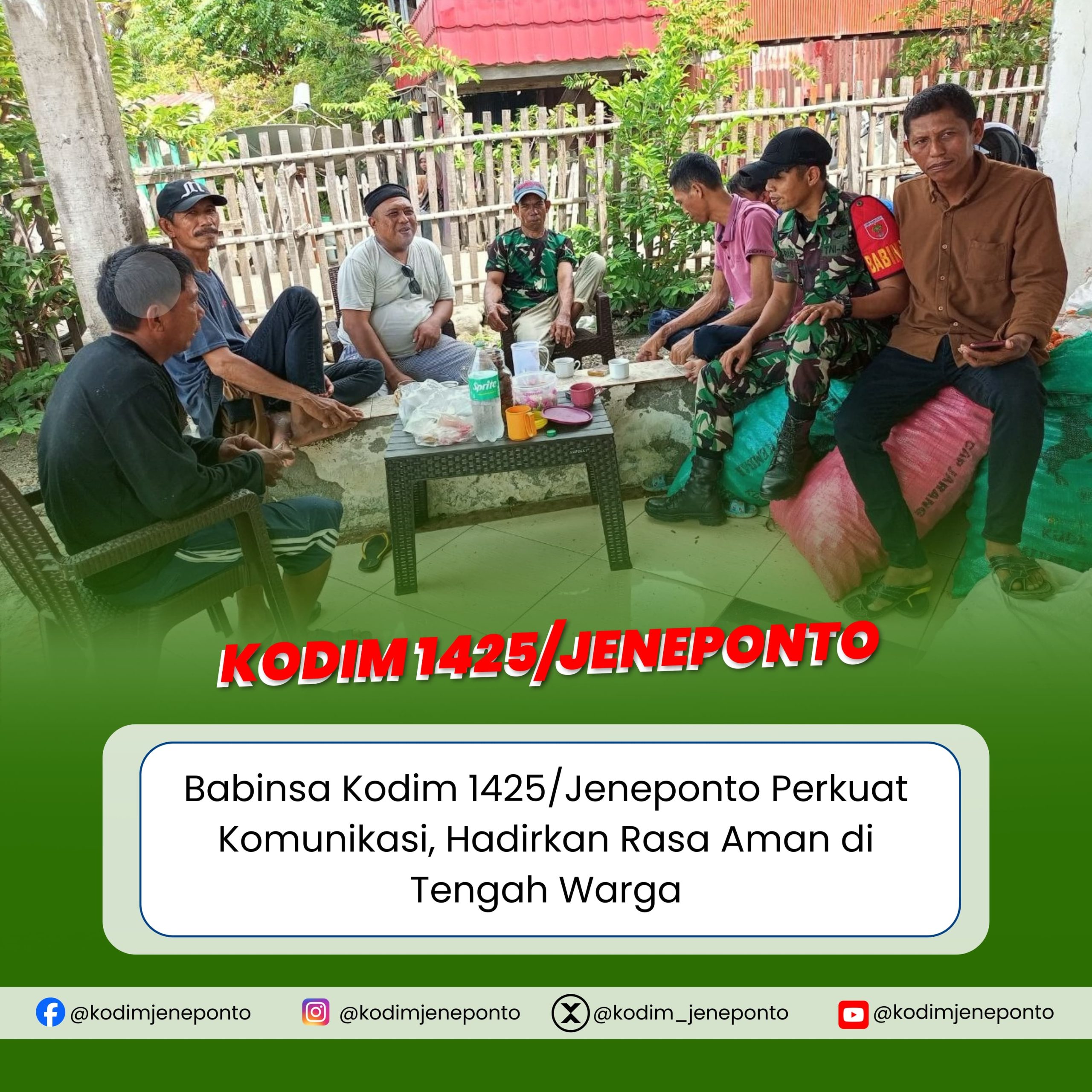 Babinsa Kodim 1425/Jeneponto Perkuat Komunikasi, Hadirkan Rasa Aman di Tengah Warga